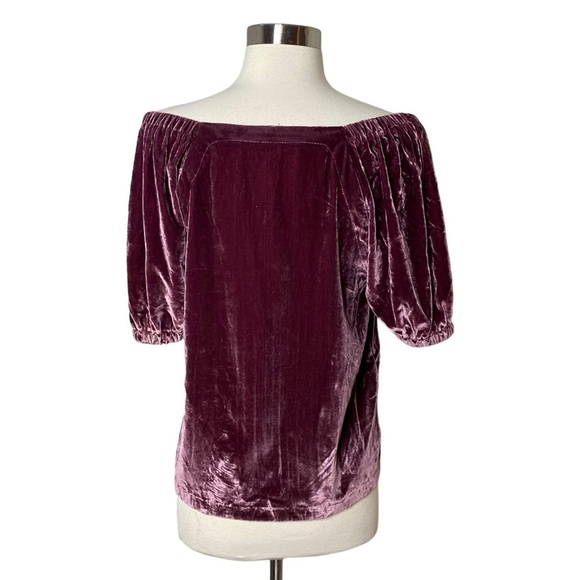 Loft Burgundy Velvet Off-Shoulder Top, Size S - Picture 2 of 5